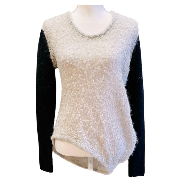 Helmut Lang Side Cowl Pullover Gray and Black Small Mohair Alpaca Wool Blend - Picture 1 of 9